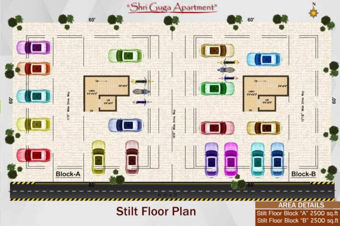  shri guga apartment Block   A, B Ground Cluster Plan