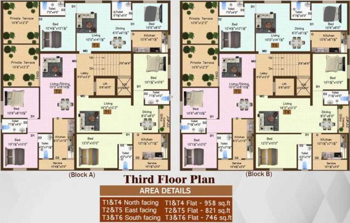  shri guga apartment Block   A, B Third Floor Cluster Plan