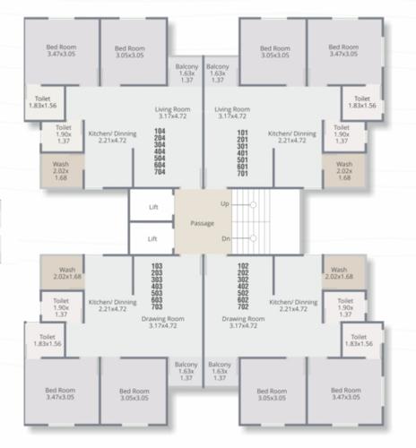  zillion-sparsh Block C & D & E & F & G Cluster Plan from 1st to 7th Floor