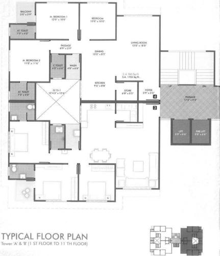 mega-royal- Mega Royal Residency A, B Building Cluster Plan From 1st To 11th Floor