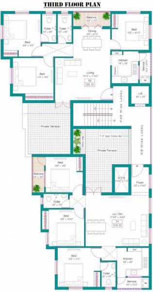  subramanian-enclave Sai Subramanian Enclave Cluster Plan for 3rd Floor