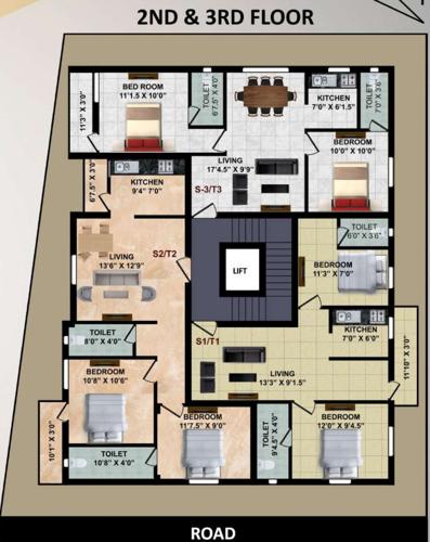  senthura-flats-phase-1 Senthura Flats Phase 1 Cluster Plan from 2nd to 3rd Floor