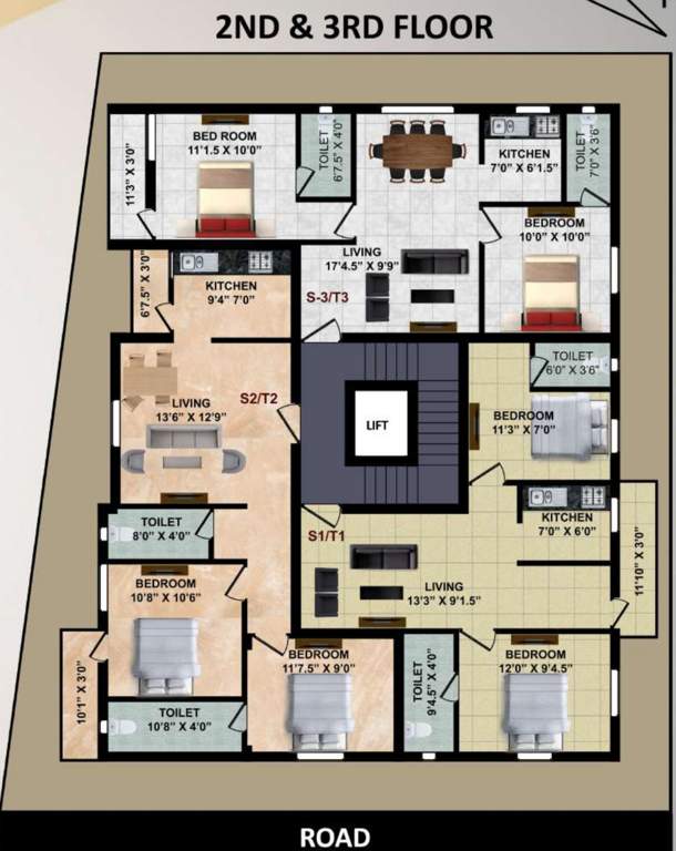  senthura flats phase 1 Senthura Flats Phase 1 Cluster Plan from 2nd to 3rd Floor