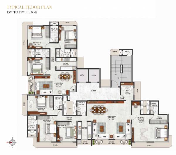  avenue Avenue Cluster Plan from 15th to 17th Floor