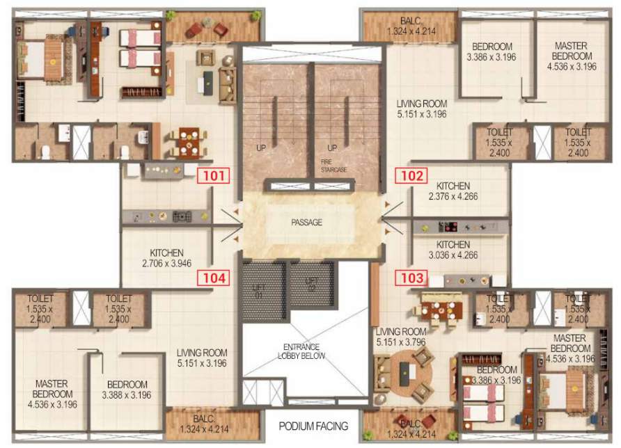  palmspring towers A1, A2 Building Cluster Plan For 2nd Floor