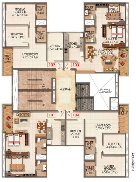  palmspring towers A1, A2 Building Cluster Plan For 4th, 6th, 10th 14th Floor