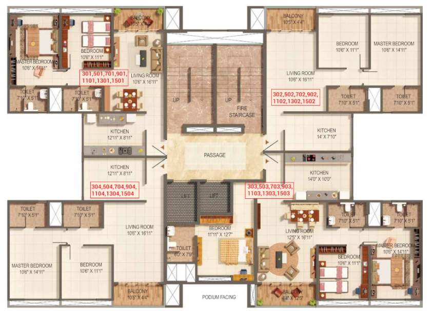  palmspring towers A4, A5 Cluster Plan Foe 1st Floor