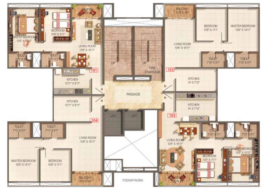 palmspring towers A4, A5 Cluster Plan For 2nd Floor