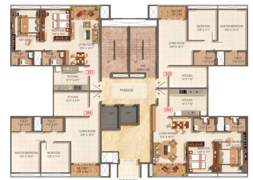  palmspring towers A4, A5 Cluster Plan For 4th, 6th, 10th, 14th Floor