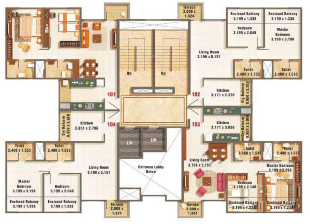  palmspring towers A6 Building Cluster Plan For 4th, 6th, 10th, 14th Floor