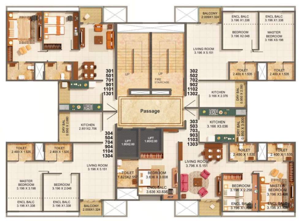  palmspring towers A7 Building Cluster Plan for 4th, 6th, 10th, 14th Floor