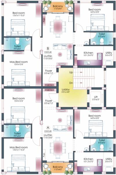  sundari Pushkar Sundari Cluster Plan From 3rd To 4th Floor