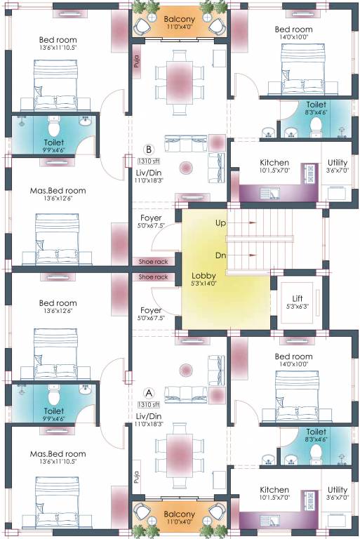  sundari Pushkar Sundari Cluster Plan From 3rd To 4th Floor