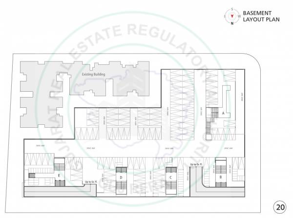  pushpak-2 Block A, B, C, D & E Cluster Plan For Basement