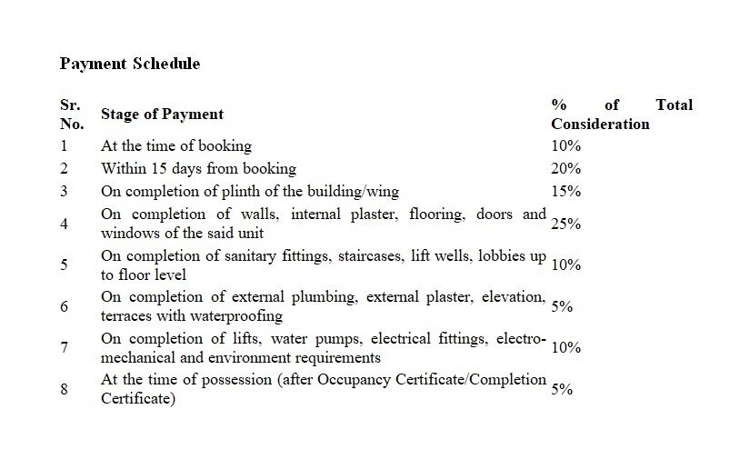 shivam-highview Construction Linked Payment (CLP) Payment Plan