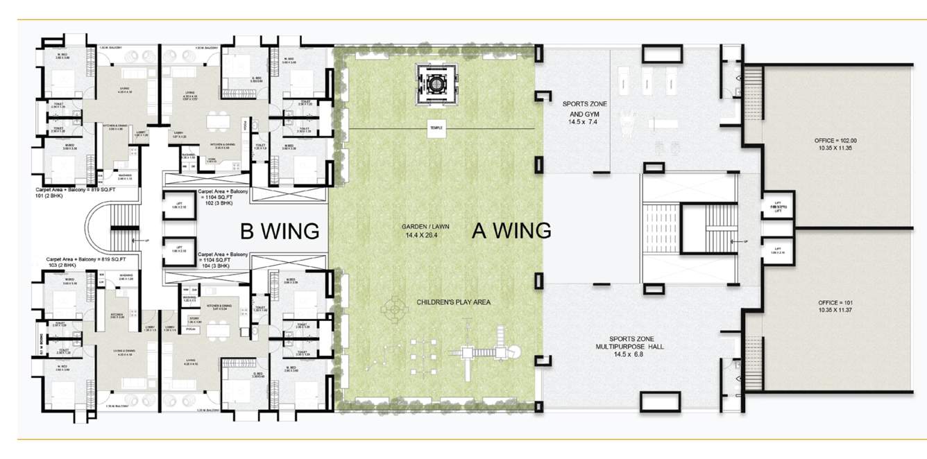  antarang Wing A,B Cluster Plan For 1st Floor
