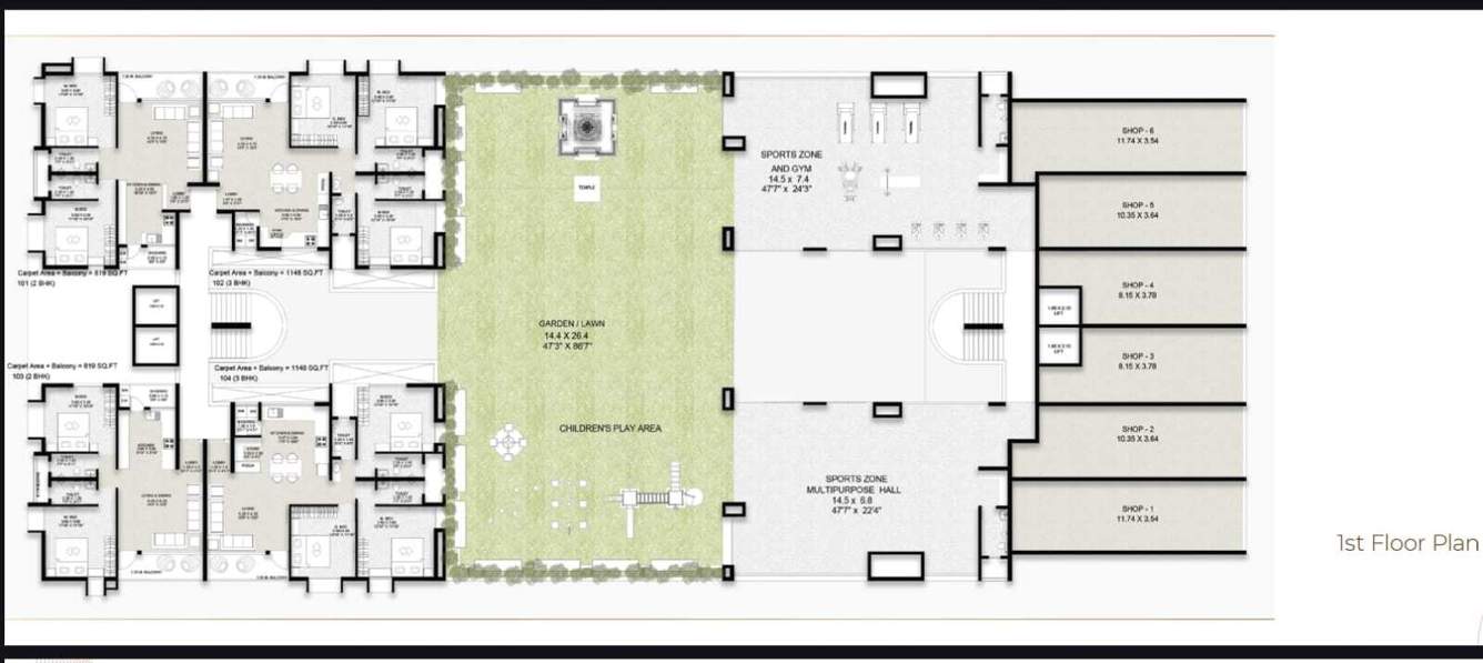  antarang Wing A & B Cluster Plan for 1st Floor