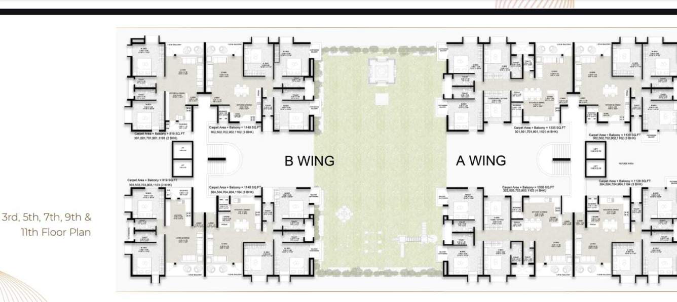  antarang Wing A & B Cluster Plan for Odd Floor