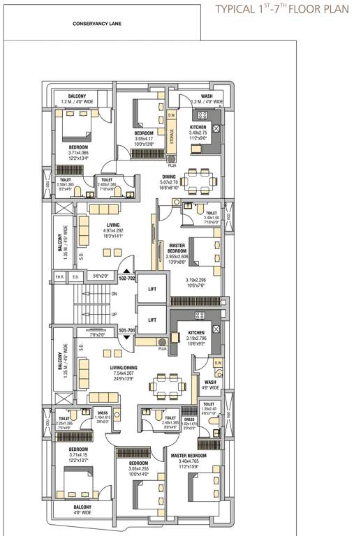  shriniwasa residency Shriniwasa Residency Cluster Plan from 1st to 7th Floor