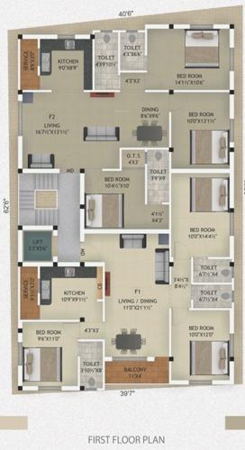  sai-kruba-flats Sai Kruba Flats Cluster Plan for 1st Floor