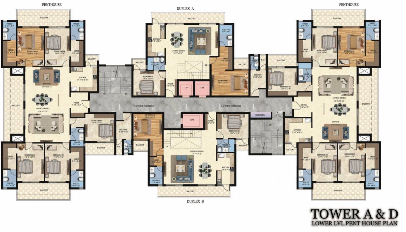  constella Tower A  And Tower D Lower Penthouse Cluster Plan