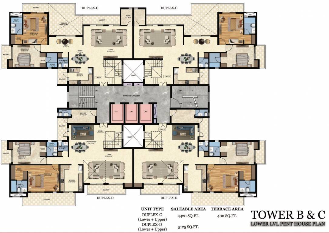  constella Tower B  And Tower c Lower Penthouse Cluster Plan