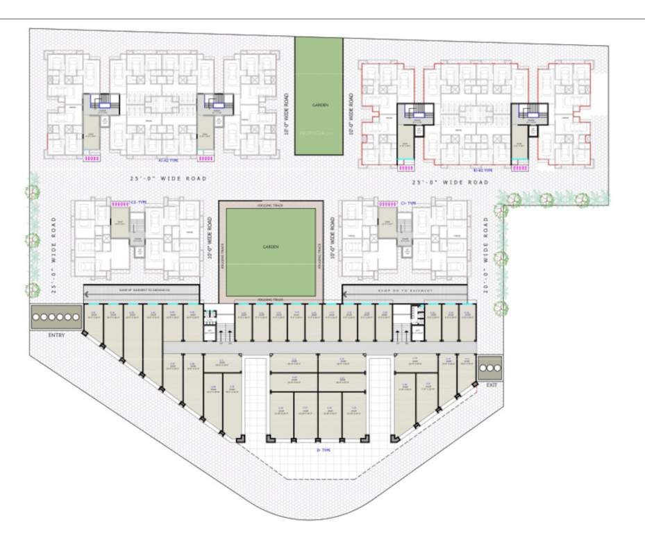  bhavya resi plaza Block A1, A2, B1, B2, C1 & C2 Cluster Plan For Ground Floor