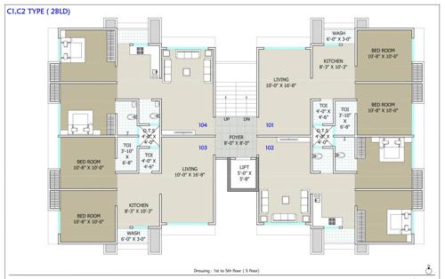  bhavya-resi-plaza Block C1 & C2 Cluster Plan from 1st to 5th Floor