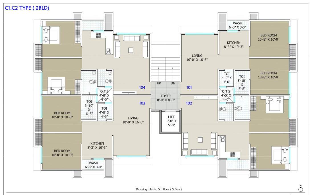 bhavya resi plaza Block C1 & C2 Cluster Plan from 1st to 5th Floor