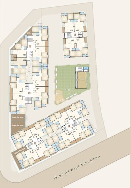  icon Block A,B,C,D And E Cluster Plan for 1st Floor