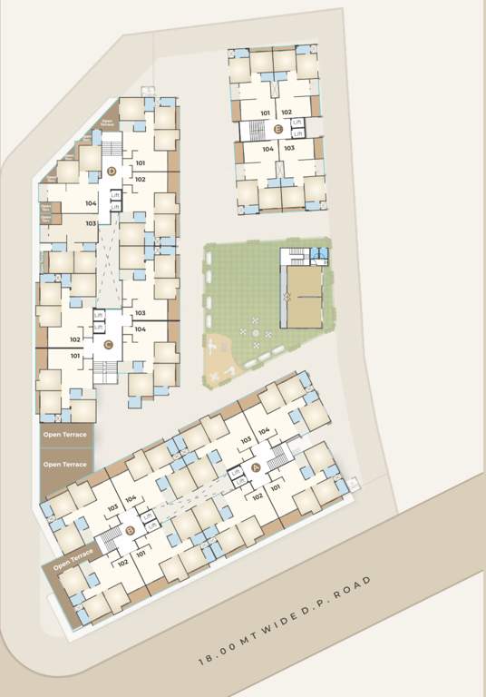  icon Block A,B,C,D And E Cluster Plan for 1st Floor