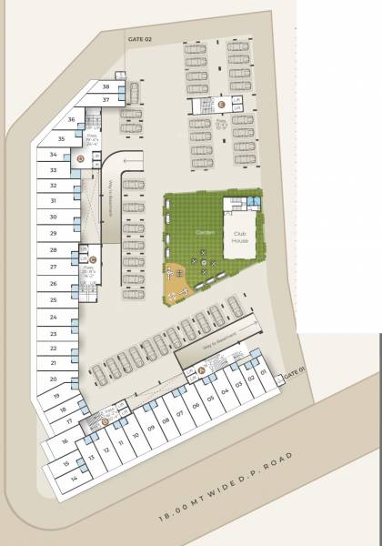  icon Block A,B,C,D And E Cluster Plan For Ground Floor