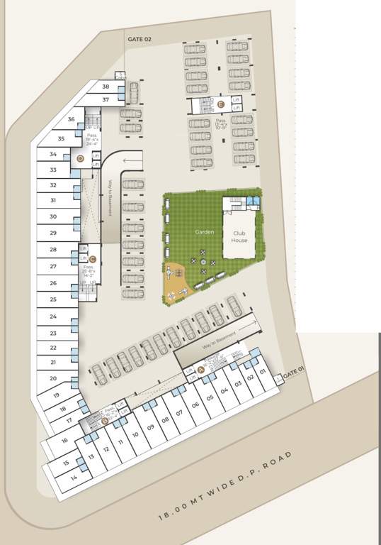  icon Block A,B,C,D And E Cluster Plan For Ground Floor