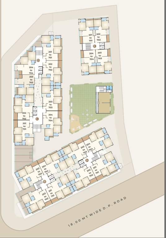  icon Block A,B,C,D And E Cluster Plan For Typical Floor Plan