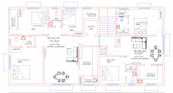  flats Flats Cluster Plan from 1st to 3rd Floor