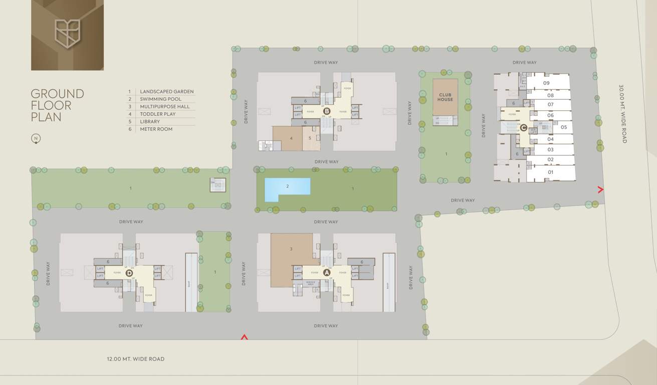  riviera prestige Block A, Block B, Block C, Block D Cluster Plan for ground Floor