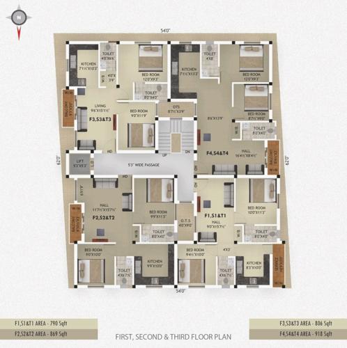  sai-lakshmi-flats Sai Lakshmi Flats Cluster Plan from 1st to 3rd Floor