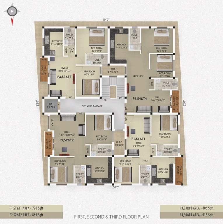  sai lakshmi flats Sai Lakshmi Flats Cluster Plan from 1st to 3rd Floor