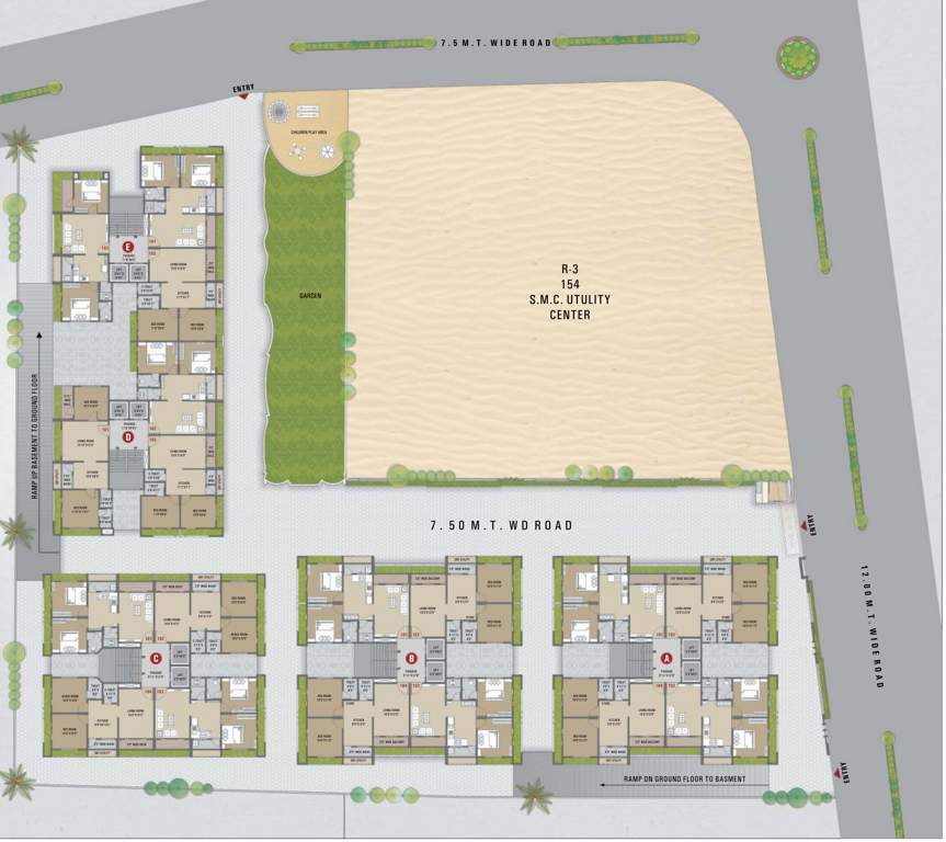  antillia Block A,B,C,D AND E Cluster Plan For Typical Floor Plan