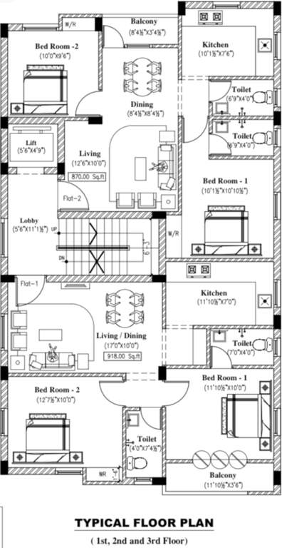 arun homes Arun Homes Cluster Plan from 1st to 3rd Floor