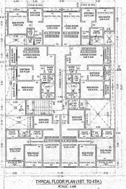  apartment Sai Siddhi Apartment Cluster Plan for 1st Floor