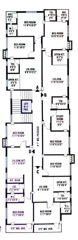  nonibala apartment Nonibala Apartment Cluster Plan for 1st Floor