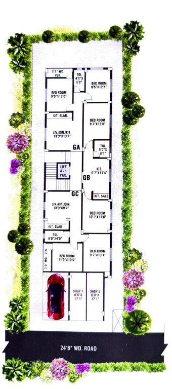  nonibala apartment Nonibala Apartment Cluster Plan for ground Floor