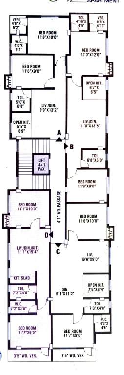  nonibala apartment Nonibala Apartment Cluster Plan from 2nd to 4th Floor