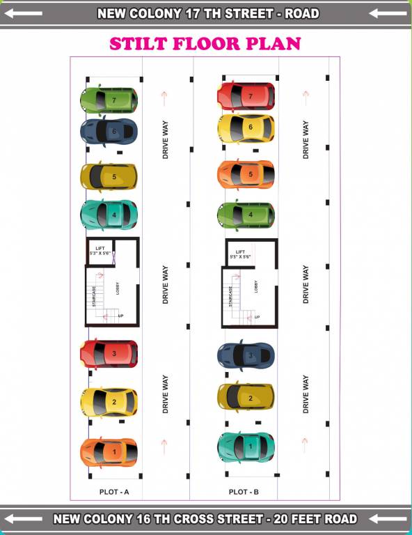 raams enclave Plot A And Plot B Stilt Cluster Plan