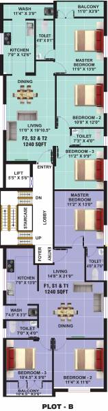  raams-enclave Plot B Cluster Plan from 1st to 3rd Floor