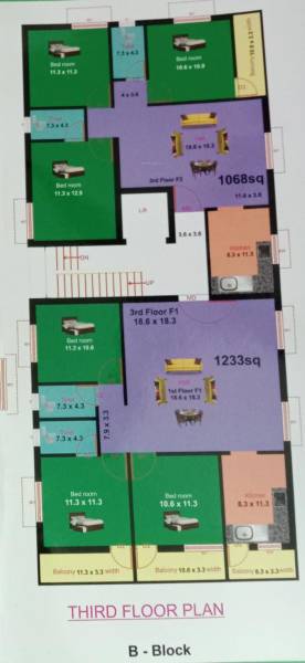  sainath-appartments Block - B Cluster Plan For 3rd Floor