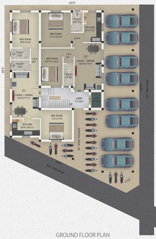  sai paadham flats Sai Paadham Flats Cluster Plan for ground Floor