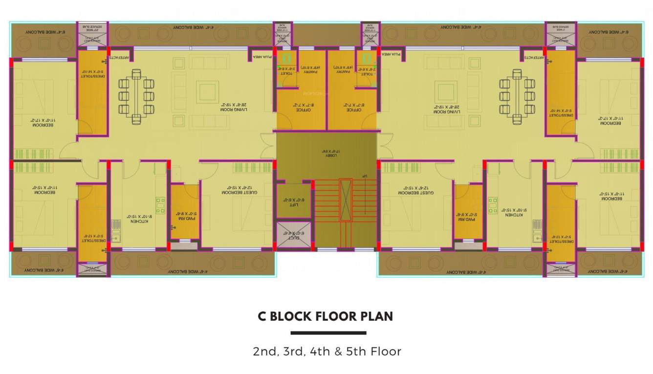 nilaya apartments Block C Cluster Plan from 2nd to 5th Floor