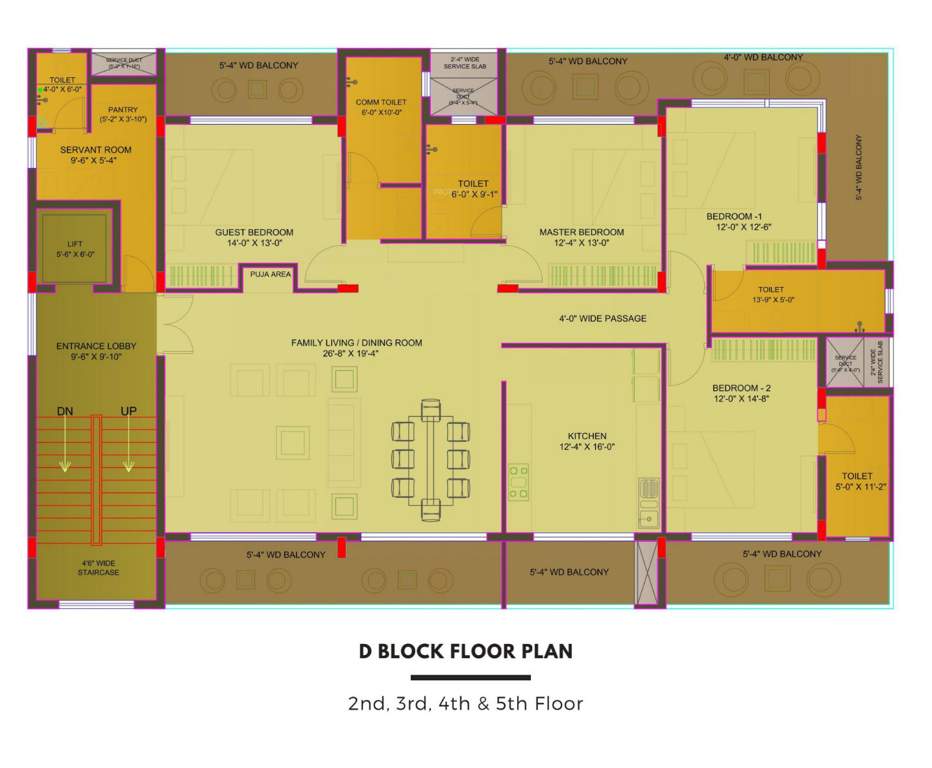 nilaya apartments Block D Cluster Plan from 2nd to 5th Floor